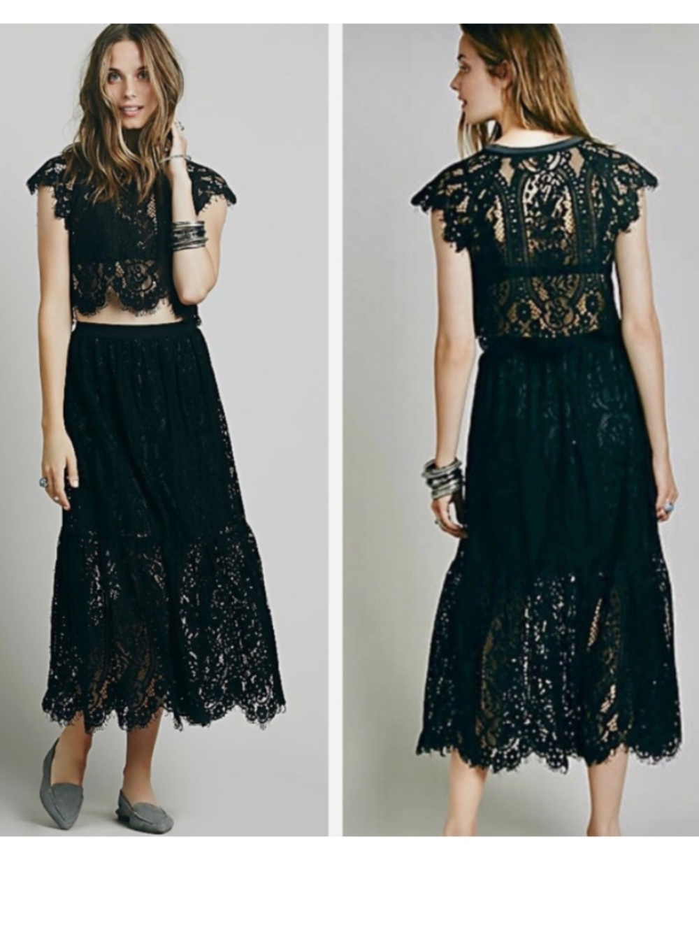 ★NWT Free People Lace Skirt Set Black US2★